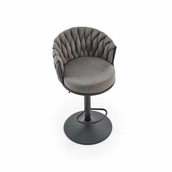 Scaun de Bar Hans 25001, Inaltime Reglabila, 53x54x90-105 h cm, Metal/Stofa,  Negru/Gri picture - 5