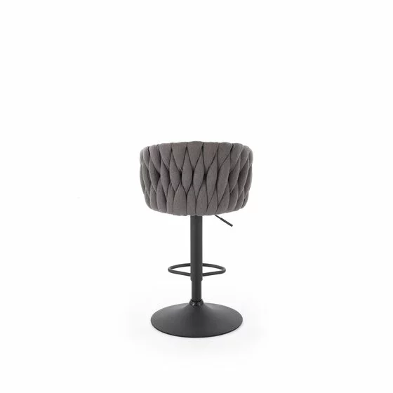 Scaun de Bar Hans 25001, Inaltime Reglabila, 53x54x90-105 h cm, Metal/Stofa,  Negru/Gri picture - 6