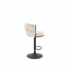 Scaun de Bar Hans 25001B, Inaltime Reglabila, 53x54x90-105 h cm, Metal/Stofa,  Negru/Beige picture - 2