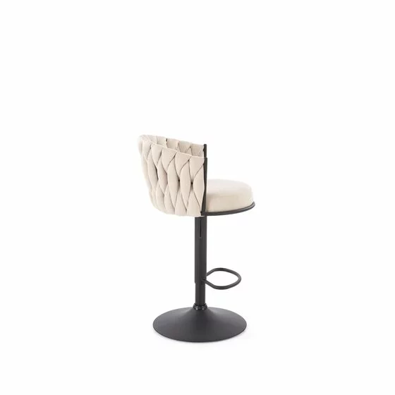 Scaun de Bar Hans 25001B, Inaltime Reglabila, 53x54x90-105 h cm, Metal/Stofa,  Negru/Beige picture - 2