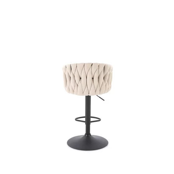 Scaun de Bar Hans 25001B, Inaltime Reglabila, 53x54x90-105 h cm, Metal/Stofa,  Negru/Beige picture - 6