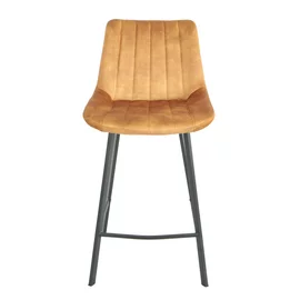 Scaun de Bar Janet, 49x60x93 cm, Metal/Catifea, Cognac