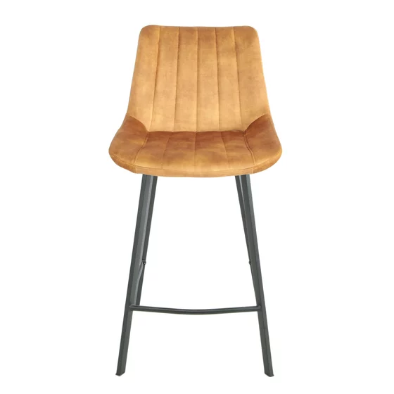 Scaun de Bar Janet, 49x60x93 cm, Metal/Catifea, Cognac picture - 2