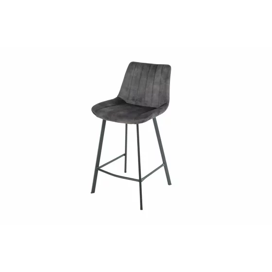 Scaun de Bar Janet, 49x60x93 cm, Metal/Catifea, Gri Inchis picture - 1