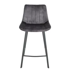 Scaun de Bar Janet, 49x60x93 cm, Metal/Catifea, Gri Inchis
