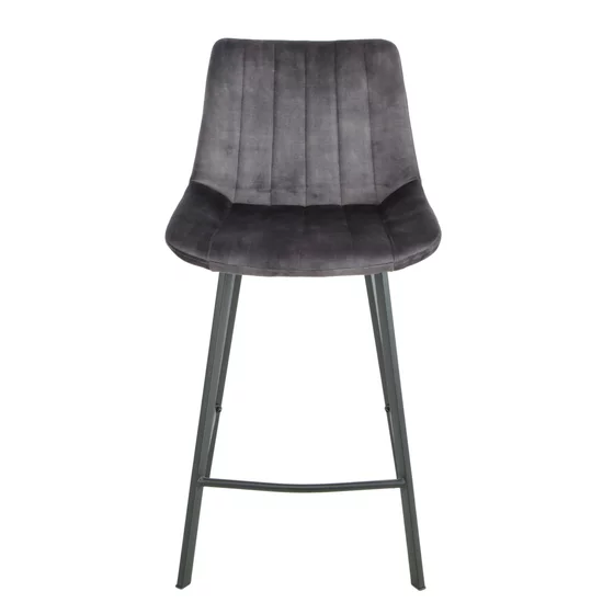 Scaun de Bar Janet, 49x60x93 cm, Metal/Catifea, Gri Inchis picture - 2