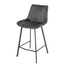 Scaun de Bar Janet, 49x60x93 cm, Metal/Catifea, Gri Inchis