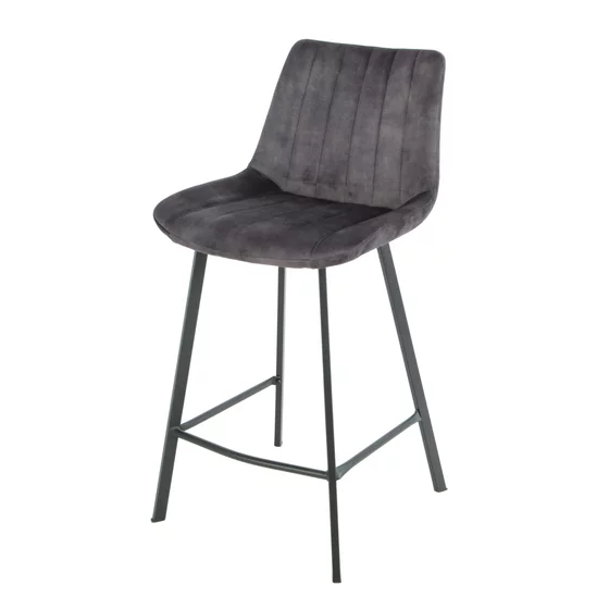 Scaun de Bar Janet, 49x60x93 cm, Metal/Catifea, Gri Inchis picture - 1
