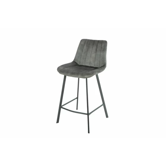 Scaun de Bar Janet, 49x60x93 cm, Metal/Catifea, Verde Olive picture - 4
