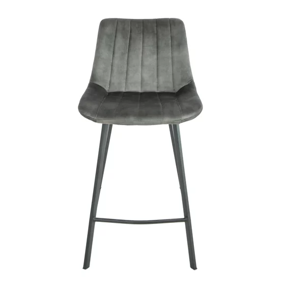 Scaun de Bar Janet, 49x60x93 cm, Metal/Catifea, Verde Olive picture - 2