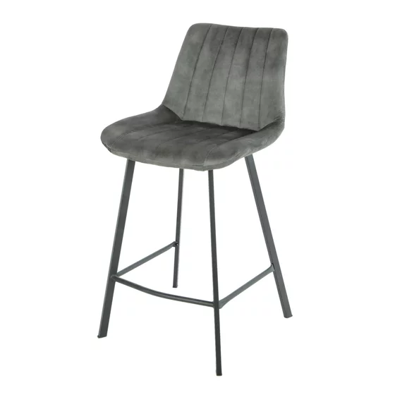Scaun de Bar Janet, 49x60x93 cm, Metal/Catifea, Verde Olive picture - 1
