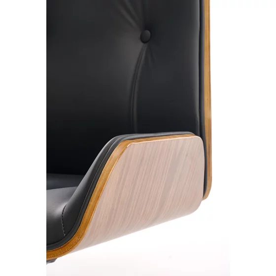 Scaun de Birou Ergonomic Herning 25001, 60x65x114-122 h cm, Lemn Curbat/Piele Ecologica, Nuc/Negru picture - 3