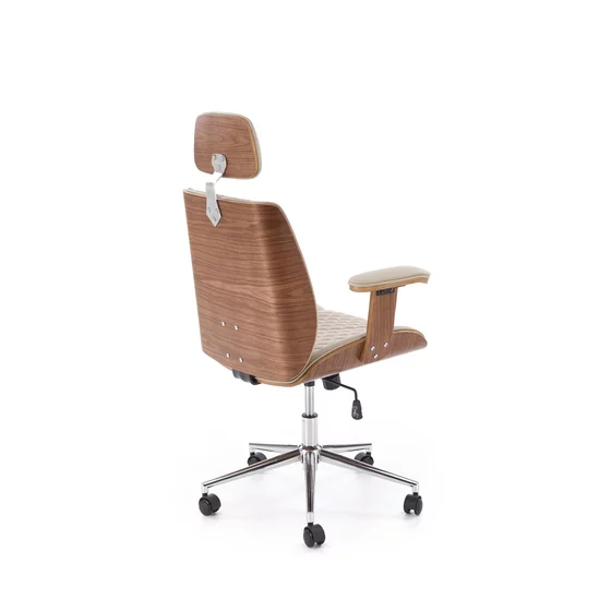 Scaun de Birou Ergonomic Herning 25002B, 72x68x114-122 h cm, Lemn Curbat/Piele Ecologica, Nuc/Beige picture - 2
