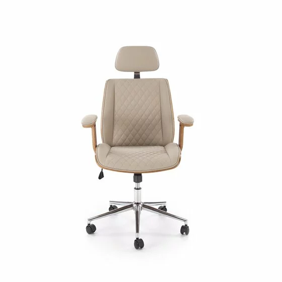 Scaun de Birou Ergonomic Herning 25002B, 72x68x114-122 h cm, Lemn Curbat/Piele Ecologica, Nuc/Beige picture - 5