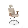 Scaun de Birou Ergonomic Herning 25002B, 72x68x114-122 h cm, Lemn Curbat/Piele Ecologica, Nuc/Beige picture - 6
