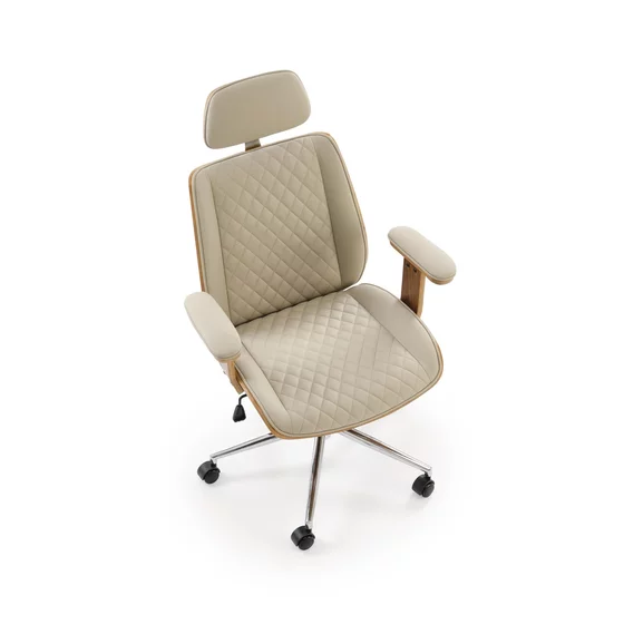 Scaun de Birou Ergonomic Herning 25002B, 72x68x114-122 h cm, Lemn Curbat/Piele Ecologica, Nuc/Beige picture - 8