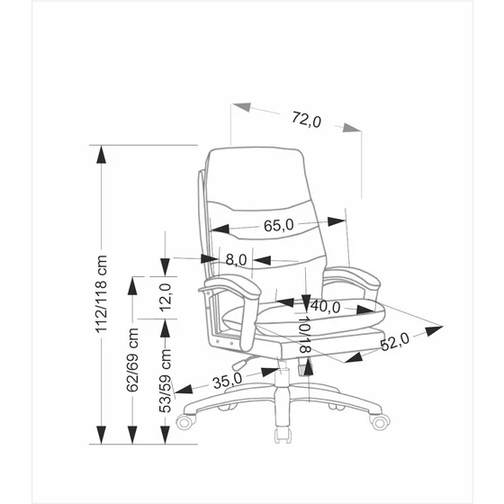 Scaun de Birou Ergonomic Herning 25003B, 65x72x112-118 h cm, Piele Ecologica, Negru picture - 6