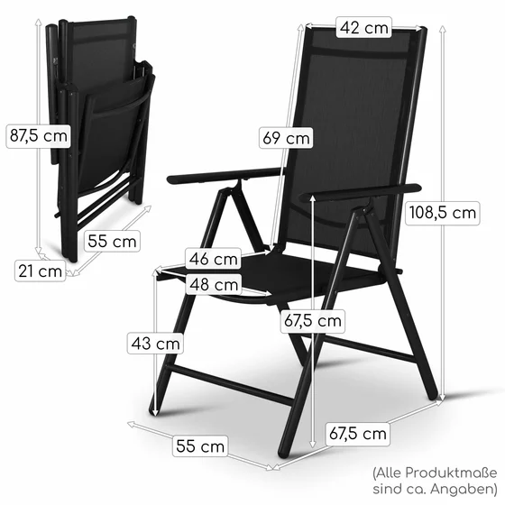 Scaun De Gradina Pliabil Pia 10492,  55x68x105 cm, Metal, Negru picture - 3