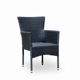 Scaun de Gradina/Terasa Sanne, 57x62x87 cm, Ratan Sintetic, Negru/Gri