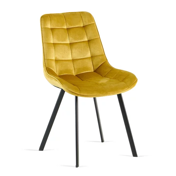 Scaun Faux, 51x57x80 cm, Stofa, Galben picture - 1
