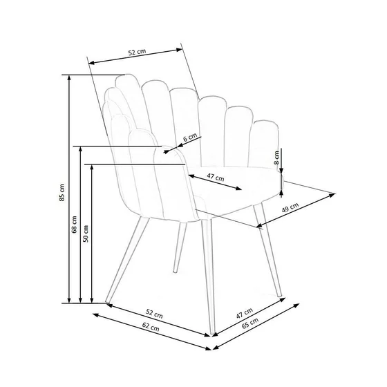 Scaun Hadsund 410, 52x62x85 cm, Catifea, Galben picture - 2