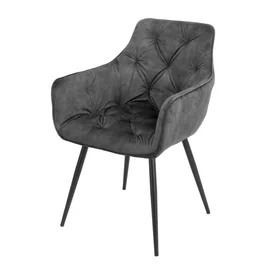 Scaun Houston, 57x59x84 cm, Metal/Catifea, Gri Inchis