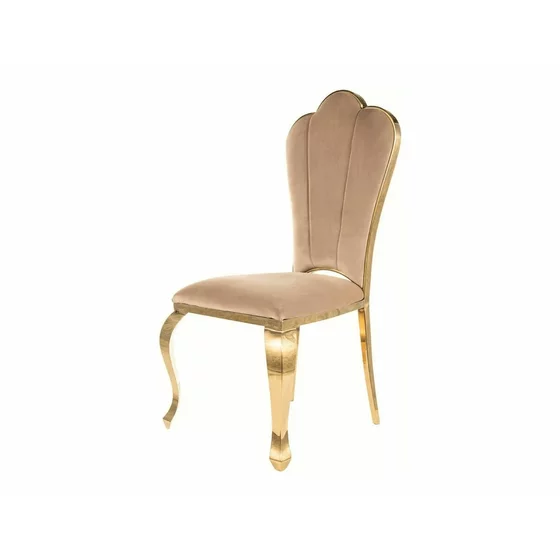 Scaun Queen, 53x59x111 cm, Metal/Stofa, Auriu/Beige picture - 4
