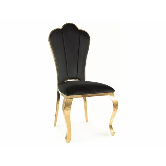 Scaun Queen, 53x59x111 cm, Metal/Stofa, Auriu/Negru picture - 2