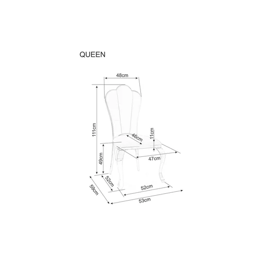 Scaun Queen, 53x59x111 cm, Metal/Stofa, Auriu/Negru picture - 3