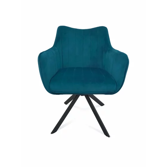 Scaun Rotativ Jade, 61x68x86 cm, Stofa Tip Catifea Albastru picture - 1