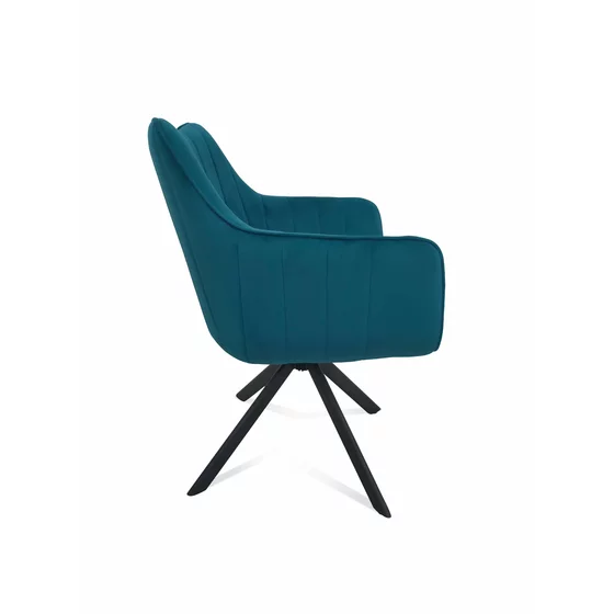 Scaun Rotativ Jade, 61x68x86 cm, Stofa Tip Catifea Albastru picture - 3