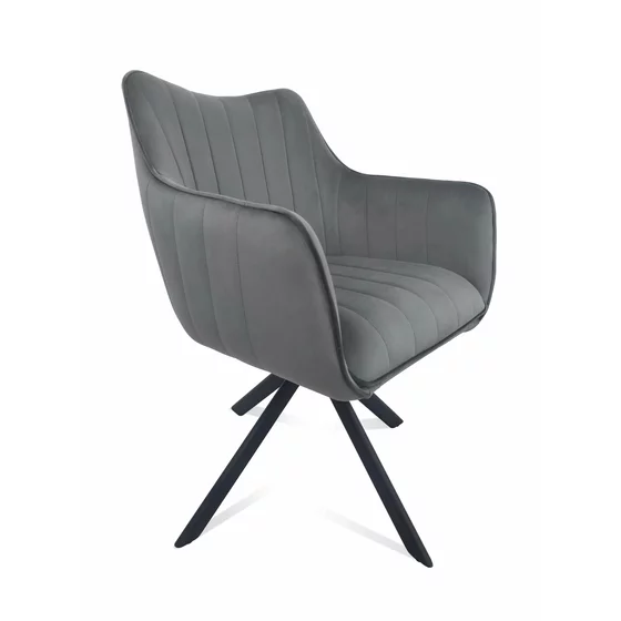 Scaun Rotativ Jade, 61x68x86 cm, Stofa Tip Catifea Gri picture - 4