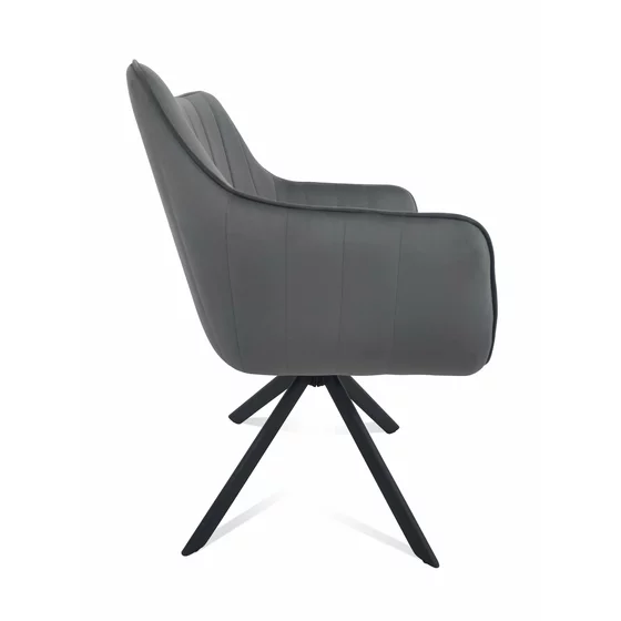 Scaun Rotativ Jade, 61x68x86 cm, Stofa Tip Catifea Gri picture - 5