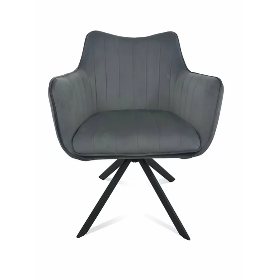 Scaun Rotativ Jade, 61x68x86 cm, Stofa Tip Catifea Gri picture - 1