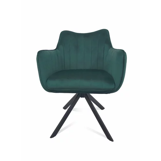 Scaun Rotativ Jade, 61x68x86 cm, Stofa Tip Catifea Verde picture - 1