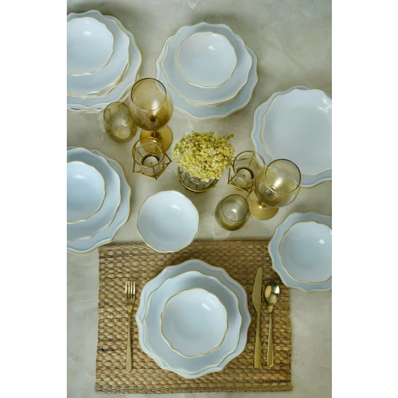 Serviciu de masa pentru cina (24 bucati) Ivory-275KRM2222, Ceramica, Alb picture - 2