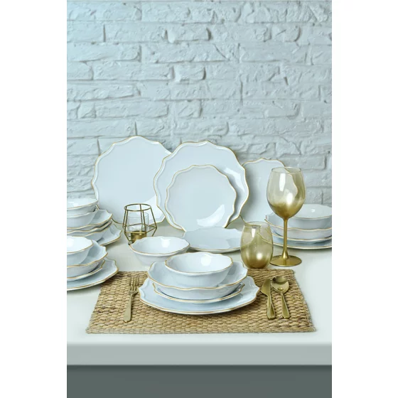 Serviciu de masa pentru cina (24 bucati) Ivory-275KRM2222, Ceramica, Alb picture - 3