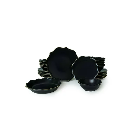 Serviciu de masa pentru cina (24 bucati) Ivory-275KRM2223, Ceramica, Negru picture - 9