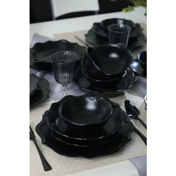 Serviciu de masa pentru cina (24 bucati) Ivory-275KRM2341, Ceramica,  Negru picture - 1