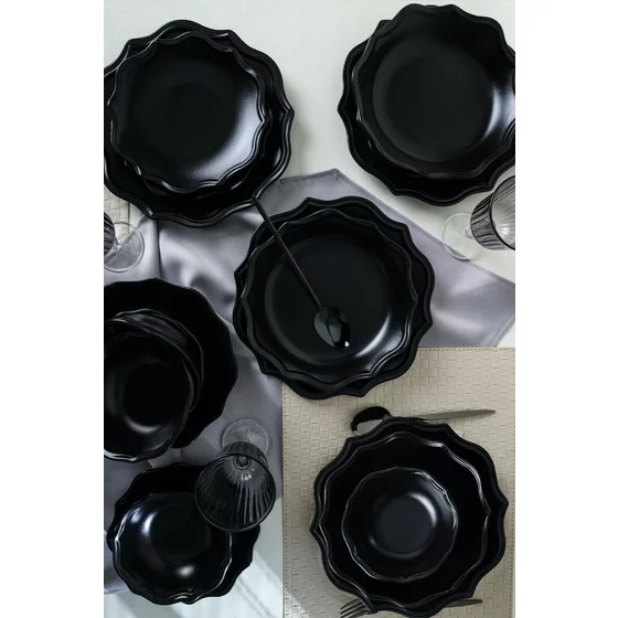 Serviciu de masa pentru cina (24 bucati) Ivory-275KRM2341, Ceramica,  Negru picture - 2