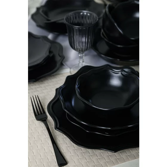 Serviciu de masa pentru cina (24 bucati) Ivory-275KRM2341, Ceramica,  Negru picture - 3