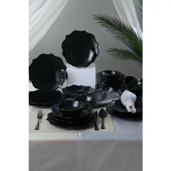 Serviciu de masa pentru cina (24 bucati) Ivory-275KRM2341, Ceramica,  Negru picture - 5