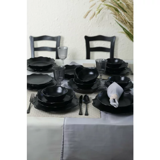 Serviciu de masa pentru cina (24 bucati) Ivory-275KRM2341, Ceramica,  Negru picture - 6