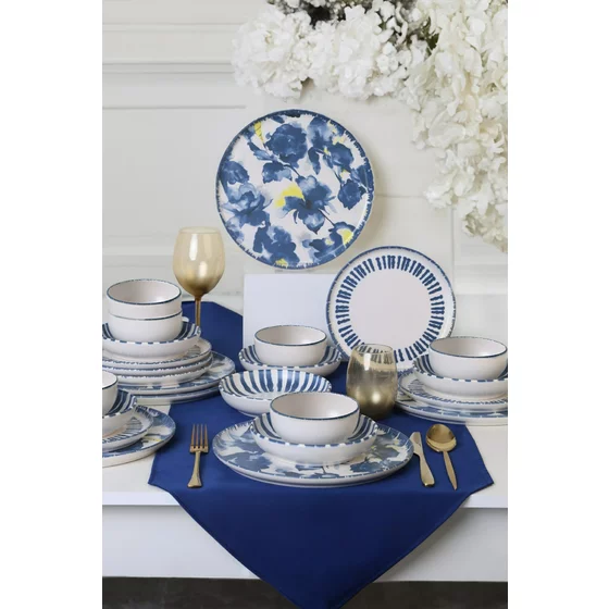 Serviciu de masa pentru cina (24 bucati) Ivory-X00016980000, Ceramica, Albastru/Alb picture - 2