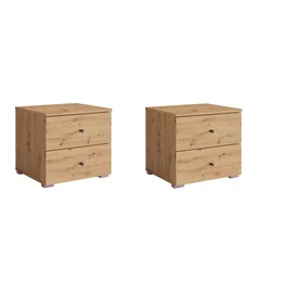 Set 2 Noptiere Genna,  45x44x43 cm, Pal Melaminat, Stejar Artisan