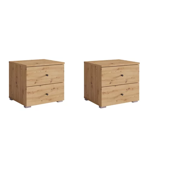 Set 2 Noptiere Genna,  45x44x43 cm, Pal Melaminat, Stejar Artisan picture - 1