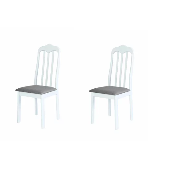 Set 2 Scaune Dino, 42x49x102 h cm, Lemn, Alb/Stofa Beige Deschis picture - 1