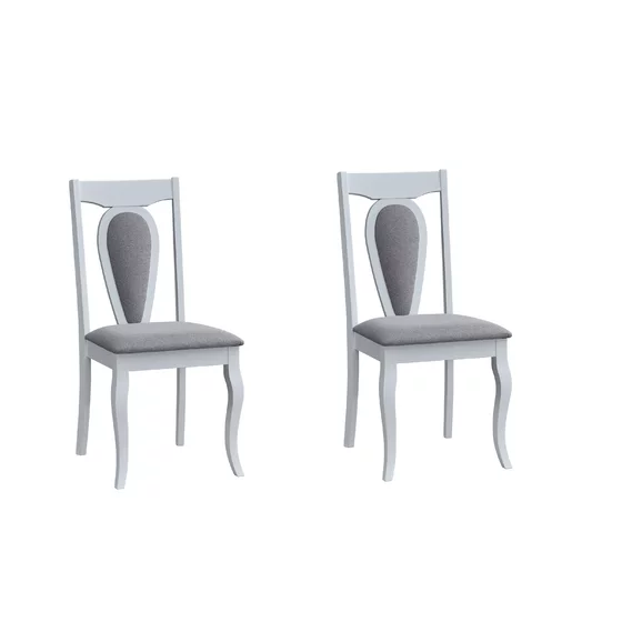 Set 2 Scaune Rita, 45.5x53.5x96 cm, Alb/Stofa Gri picture - 1