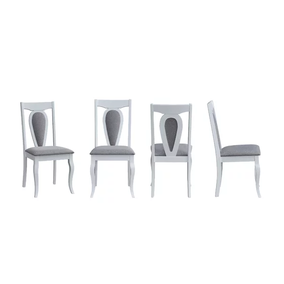 Set 2 Scaune Rita, 45.5x53.5x96 cm, Alb/Stofa Gri picture - 2