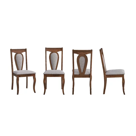Set 2 Scaune Rita, 45.5x53.5x96 cm, Nuc/Stofa Beige picture - 2